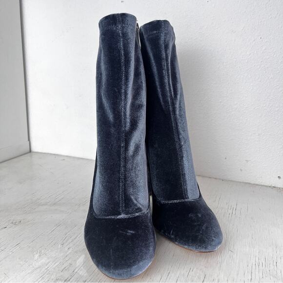 Sam Edelman Calexa Blue Velvet Heeled Sock Boots size 8.5 - Picture 11 of 12